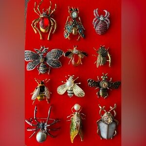 Colorful Insect Brooch Collection